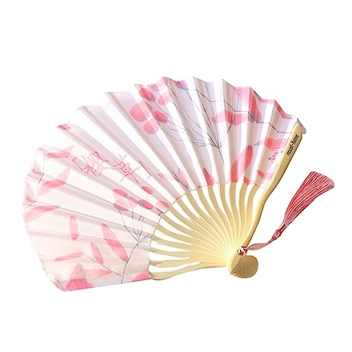 EXAOMBLE Sommerlicher Japanischer Faltbarer Stofffächer mit Griff Antiker Stil Leichter Kühlfächer Faltbar Modisch Tragbar Geeignet für Damen Mädchen Dekoration und von EXAOMBLE