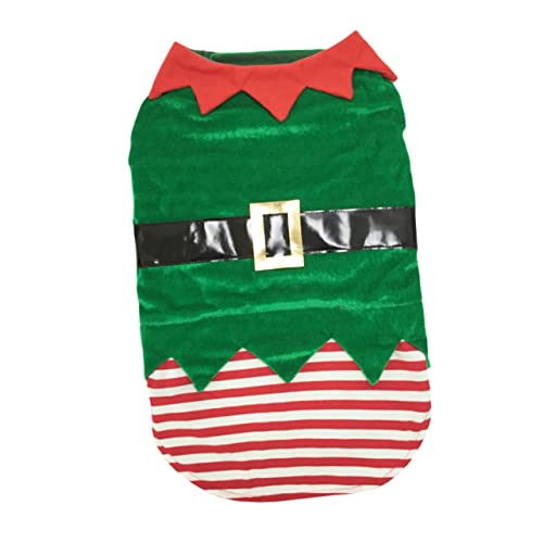 EXAOMBLE Weihnachtliches Hundekostüm für Kleine Hunde Grüner Weihnachts Elf Look XL Lustiges Cosplay Outfit für Haustiere für Festliche Anlässe von EXAOMBLE