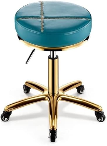 EXBERT Rollhocker Hocker auf Rädern Hochleistungs-Schönheitshocker Riemenscheibenlift Rotierender Schönheitssalon Manikürist Spezieller High-End-Friseurstuhl Runder Hocker Mode (Farbe: Grün) Sehnsu von EXBERT