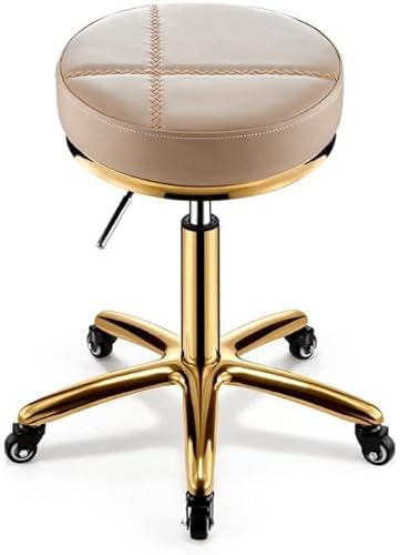 EXBERT Rollhocker Hocker auf Rädern Hochleistungs-Schönheitshocker Riemenscheibenlift Rotierender Schönheitssalon-Manikürist Spezieller High-End-Friseurstuhl Runder Hocker Mode (Farbe: Rosa) Sehnsu von EXBERT