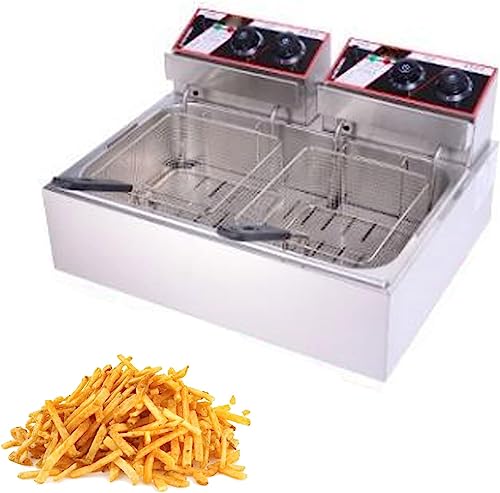 Frittierte Maschine Moderne Fritteuse mit Frittierkörben, Ölkapazität 10 Liter und 20 Liter, Profi-Qualität, elektrisch, Fritteuse aus Edelstahl, für Resta von EXBERT