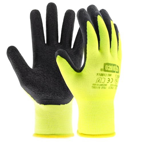 EXBRIECO 12, 6 oder 3 Paar, Arbeitshandschuhe, Schutzhandschuhe Polyester und Latex, PPE, 2131X, langlebig, leicht, abriebfest, Gartenarbeit, Reparaturen, Mechaniker. von EXBRIECO