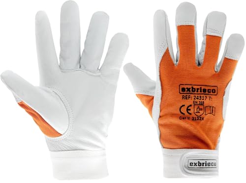 EXBRIECO Arbeitshandschuhe aus hochwertigem Leder, Schutz vor Abrieb und Einstichen, ideal für Gartenarbeit und Heimwerkerarbeiten (1, Größe M / 8) von EXBRIECO