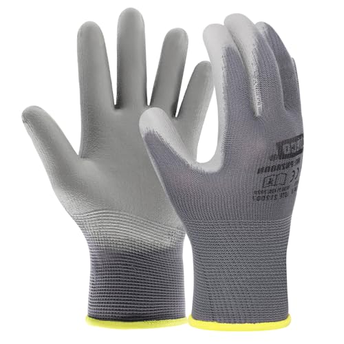 EXBRIECO Professionelle Arbeitshandschuhe 3, 6 oder 12 Paar Schutzhandschuhe, Nylon und Polyurethan, Taktile Präzision, Atmungsaktiv, Elastisch, Widerstandsfähig, für Bau, Mechaniker, PSA. EXBRIECO Professionelle Arbeitshandschuhe 3, 6 oder 12 Paar Schutzhandschuhe, Nylon und Polyurethan, Taktile Präzision, Atmungsaktiv, Elastisch, Widerstandsfähig, für Bau, Mechaniker, PSA. von EXBRIECO