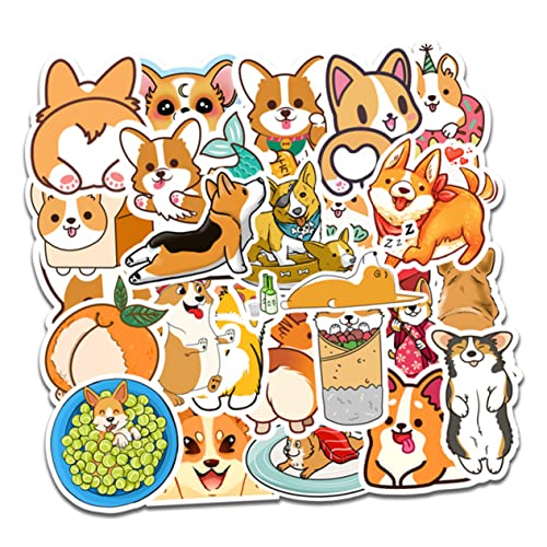 50Blätter Wasserdichte Corgi Doodle Aufkleber Laptop Kühlschrank Skateboard Einfach Wiederverwendbar von EXCEART