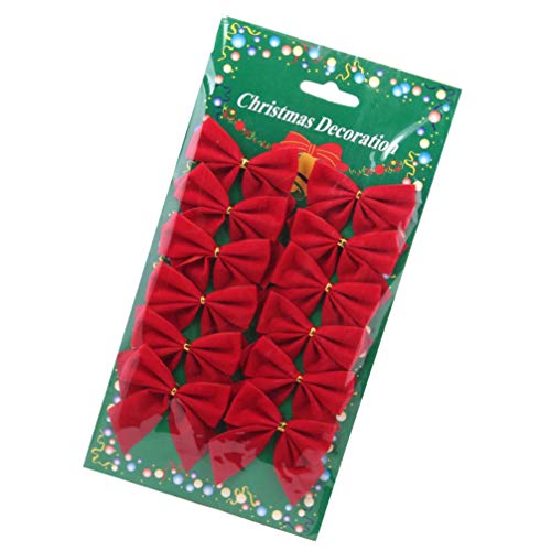 EXCEART 1 Set 12 Stück Samtschleifen Dekoration Weihnachten Samtschleifen Weihnachtsbogen Ornamente für DIY Party Kostüm Dekoration Xmax Baum Hängende Ornamente (Rot) von EXCEART