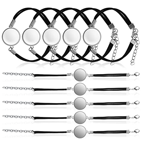 EXCEART 10 StüCk ArmbäNder Mit Cabochon Fassungen DIY Schmuckherstellung ZubehöR Kunstleder ArmbäNder Mit Glaskuppeln FüR Dekoration von EXCEART