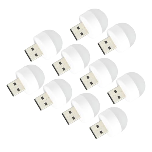 EXCEART 10 Stück Teiliges Kompakte USB LED Nachtlichter Warmweißes Sanftes Licht Stabil Tragbar und Leicht für Zuhause Auto Laptop und Andere USB Anschlüsse von EXCEART