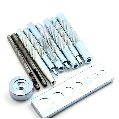EXCEART 11 Stück Selbstgemacht Lederhandwerk Werkzeug Nieten Werkzeug Mit Sockel Stanzwerkzeug Für Druckknöpfe Und Ösen Robuste Metallkonstruktion Universelle Setzbasis Für von EXCEART