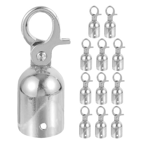 EXCEART 12 Stück Seilendkappen: Kordel-Endstopper, robust, mit Karabinerhaken für Absperrungen und Geländer – Kordelverschlusskappe, sichere Verbindungen, schwarzes Finish von EXCEART