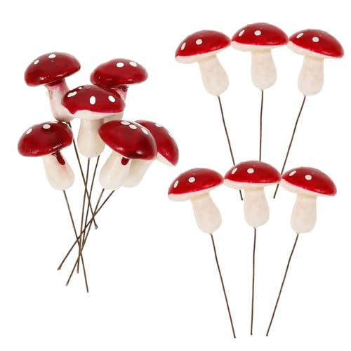 EXCEART 12 Stück Simulationsschaumpilz Fondant Außen Leistung Gefälschtes Aquarium Verzinnt Solarwegleuchten Im Freien Anlage Pflanzen Einsatz Vasen Pilze Zwerge Pilzpfahl Rot von EXCEART