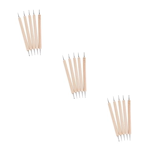 EXCEART 15 STK Punktierstift Stainless Steel inoxlm Acrylic Nails genschenkideen Geschenkidee für Reisende shaperly ameinails stitsch nailkndy Werkzeug Lederschnitzerei Strichstift Hölzern von EXCEART