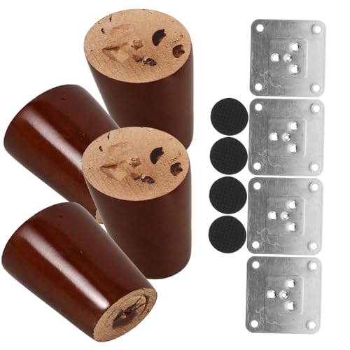 EXCEART 1Satz Möbelbeine Runde Sofabeine Walnussfarbe Robust und Verstellbar für Sofa Couch Bank Kommode Schreibtisch Bodenschonend von EXCEART