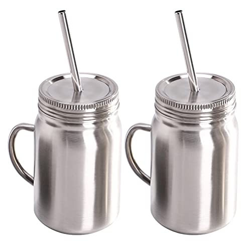 EXCEART 2stücke Jars Mit Strohhalm Doppelwandige Rostfreie Multifunktionale Trinkbecher Für Büro Zuhause Und Outdoor-aktivitäten von EXCEART