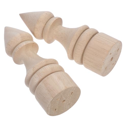 EXCEART 2 Stück Endstücke für Treppengeländer und Bettpfosten Unlackiert zum Selbstgestalten Handwerkskunst Dekorative Holzspitzen für Gardinenstangen und DIY Projekte von EXCEART