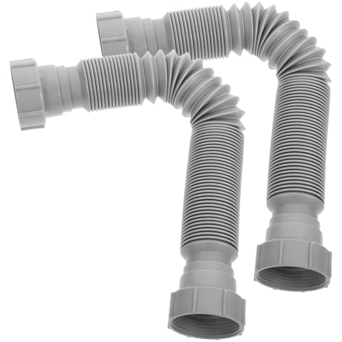 EXCEART 2 Stück Erweiterbarer Flexibler Ablaufschlauch, Abflussrohr für Spülbecken, Verstellbares Kunststoff-abflussrohr für Küchenspüle, Grau, 9, 84-25, 6 Zoll von EXCEART