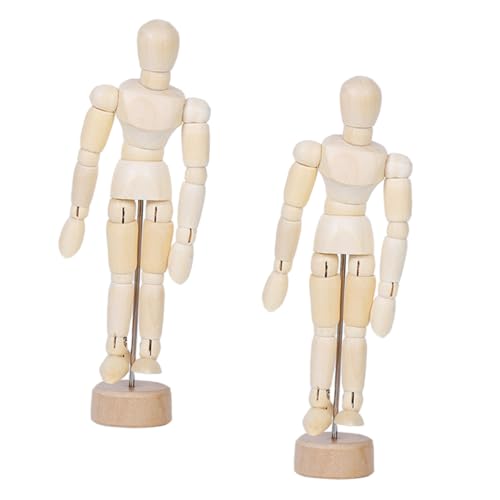 EXCEART 2 Stück Gelenkpuppenpuppe Aew Actionfiguren Holzzeichnung Figur Mannequin Tischplatte Dekor Holzdekor Holzornament Desktop Ornament Gelenke Person Ornamente Bastelbedarf Naht von EXCEART