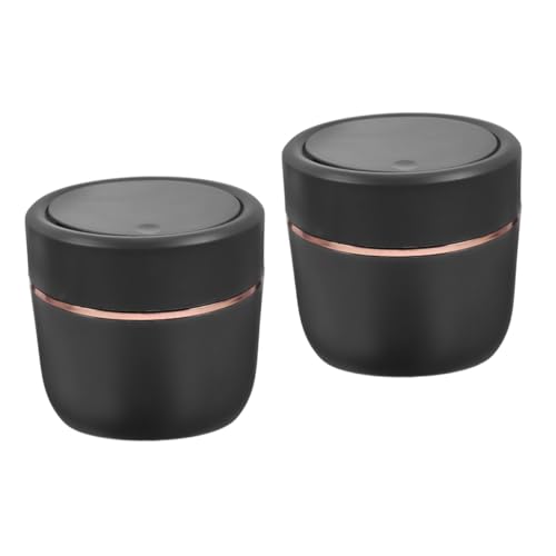EXCEART 2 Stück Kompakter Desktop Mülleimer mit Druckdeckel Praktischer Abfallbehälter für Schreibtisch und Kleine Räume für Home Office und Büro Kampfgrau von EXCEART