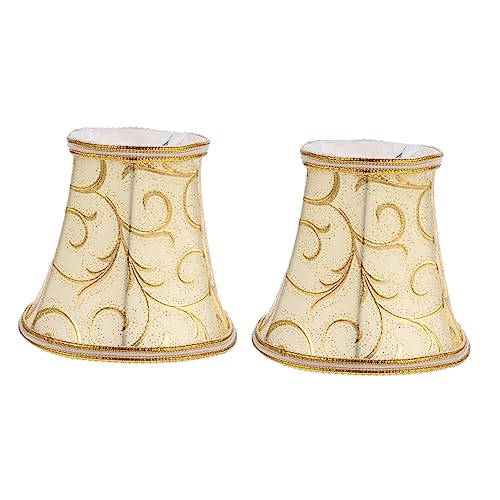 EXCEART 2 Stück Stoffabdeckung Kronleuchter Kronleuchter-Tischlampen Kronleuchter Lampenschirme Leinen Beige hängend Leben Lampenschirm aus Stoff Wandlampenabdeckung Golden von EXCEART