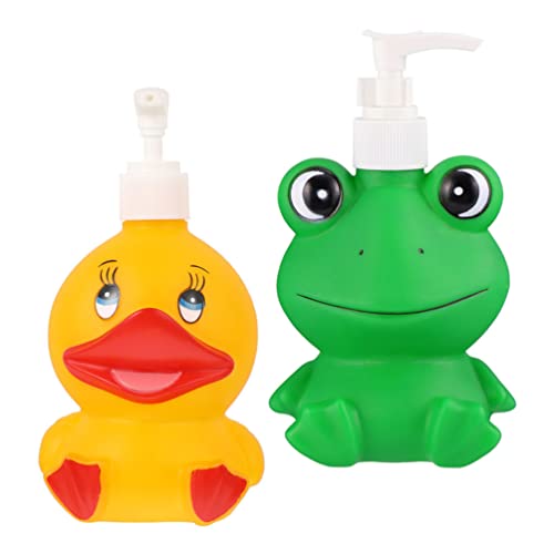 EXCEART 2 Stücke Kinder Seifenspender Cartoon Frosch Ente Tier Hand Seife Pumpe Spender Flaschen Körperlotion Shampoo Dusche Gel Dispenser 300Ml für Küche Badezimmer von EXCEART