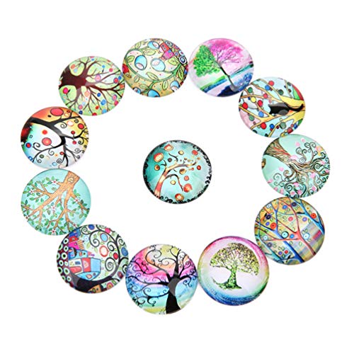 EXCEART 20 Stück Glas Cabochon Baum Muster Runde Glas Cabochon Fliesen Patches Handwerk für DIY Schmuck Machen 18Mm (Gemischte Farbe) von EXCEART