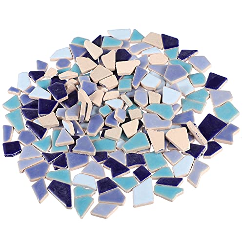 200G Gebrochen Keramik Mosaik Fliesen Keramik Mosaik Stück Chips Keramik Fliesen Stück Glasierte Fliesen für DIY Handwerk Mosaik Stein Wohnkultur (Blau) von EXCEART