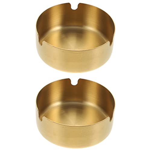 EXCEART 2Pcs Dekorative Goldene Aschenbecher Kleine Vintage Zigarette Butt Container Einfache Stil Aschenbecher für Home Küche Partei Goldene, GZWBF102308RHVE36C von EXCEART