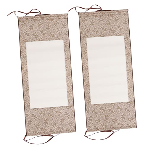 EXCEART 2st Mini Leere Schriftrolle Leere Montage Hängende Wandrollen Xuan-papierrolle Schriftrolle Der Chinesischen Malerei Leeres Chinesisches Scrollpapier Büro Wandbehang Japan Holz von EXCEART