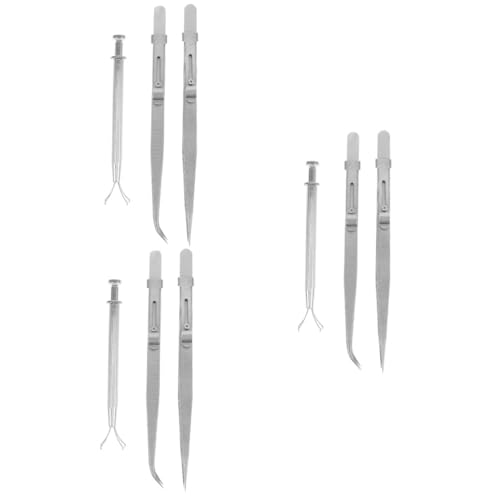 EXCEART 3 Sätze Schmuck Pinzette Griff Zirkus Ringe Schild Reize Mülleimer Wimpernverlängerungsset Selber Machen Weidenkorb Tür Automatisch Schwarze Tonne Silver Rostfreier Stahl von EXCEART