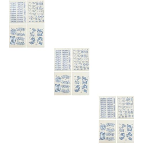 EXCEART 3 Sätze Unterglasurfarbenes Papier DIY Liefert Teller Dekoratives Gericht Töpferei Wagen Planke Kleine Körbe Zur Aufbewahrung Ästhetisch Blaues Und Weißes Blumenpapier 4 Blatt * 3 von EXCEART