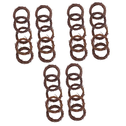 EXCEART 3 Sets 8 cm Natürlicher Rattan Eleganter Weinkranz Unvollendeter Kranz Für Zuhause Hochzeitsdekor 10 Stück * 3 von EXCEART