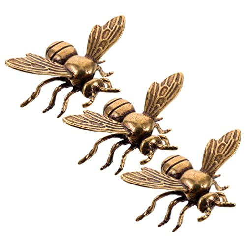 EXCEART 3 Stück Messing-Bienen-Figuren, Mini-Retro-Bienenstatuen, goldene Vintage-Bienen-Skulptur, Feng Shui, Tierdekoration, Insekten, Sammelfiguren für Haus-Garten-Dekorationen von EXCEART
