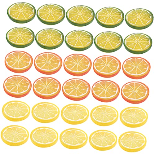 EXCEART 30st Nachahmung Einer Zitronenscheibe Orange Bezaubert Bilder Scrapbooking-Flatback Zitronenblöcke Künstliche Zitronendekoration Kleines Modell 3D Aufblasbar Zitronenfrucht PVC von EXCEART