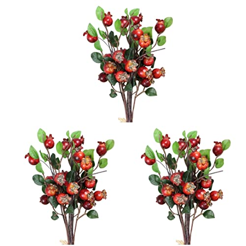 EXCEART 3Pcs5 Decor Faux Dekorative DIY Zweige Hochzeit Kranz Stechpalme Obst Floralkünstliche Pflanze Vase Zubehör Sonne Staubblätter Gefälschte Gruppen Zubehör Gruppe Rot für von EXCEART