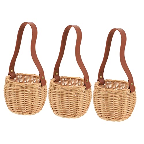 EXCEART 3 Stück Blumenkörbe Für Blumenläden Geflochtene Körbe Mit Griffen Handgefertigter Rattankorb Rustikaler Korb Aufbewahrungskorb Für Die Heimdekoration von EXCEART