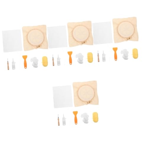 EXCEART 4 Sätze gestickter Untersetzer Stickrahmen Nadelstanzsets Perlenstickerei-Kits Handwerk Party schulanfänger Stanznadelzubehör zum Selbermachen Untersetzer Bausatz Garn von EXCEART