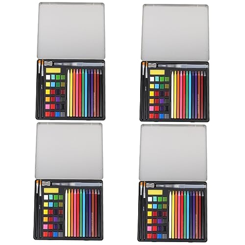 EXCEART 4 Sets Aquarellmalerei Set Aquarellfarben Zeichenzubehör Aquarelle Praktisches Aquarell Set Professionelles Aquarell Set Multifunktionales Aquarell Set Zeichenzubehör Aluminium von EXCEART