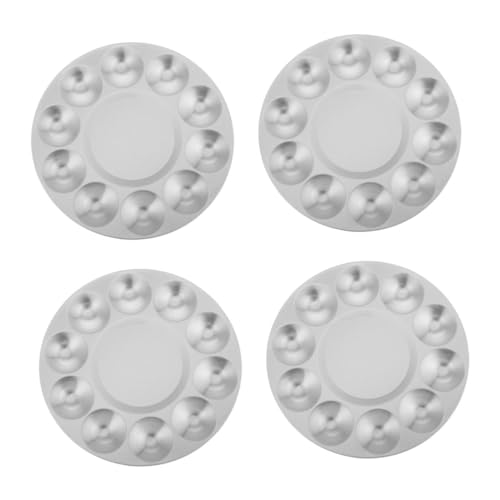 EXCEART 4 Stück Blumenbehälter Blumentöpfe Mischpalette Multifunktionaler Wasserlöffel Teller Palette Schwämme Für Aquarellfarben Multifunktionspalette Silver Metall von EXCEART