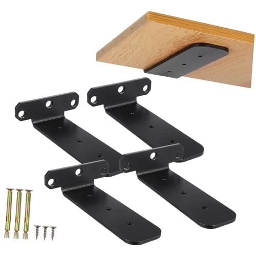 EXCEART 4 Stück Stativ Eckwinkel montieren Unterstützung Schwebend Etagere schwimmende Regalhalterung Regalhardware Winkelklammern aus Metall Wandhalterungen kaltgewalzter Stahl Schwarz von EXCEART