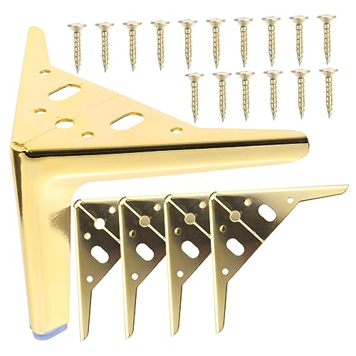 EXCEART 4 Stück Stützfüße Ersatz Möbel Fuß Unterstützung Couch Richtmaschinen Kommode Schwer Beine Schrankbein Patas para Muebles Teetischbein Golden Kaltgewalzter Stahl von EXCEART