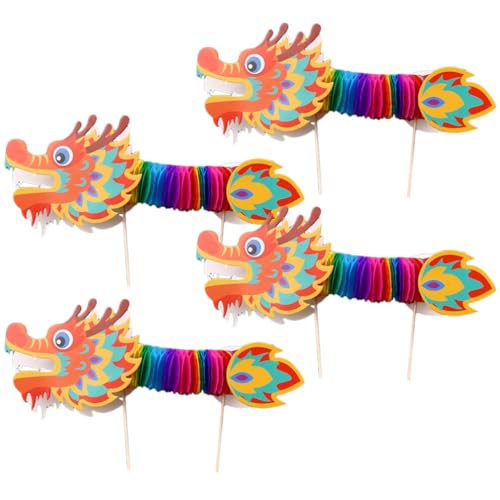 EXCEART 4 Stücke Chinesisches Neujahr Drachen Laterne Girlande DIY Papierlaterne Neujahrslaterne Papier Hängedeko 2024 Chinesisches Neujahr Dekoration Silvester Party Deko Ornament Gartendeko von EXCEART