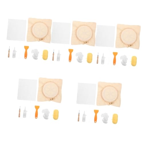 EXCEART 5 Sätze Gestickter Untersetzer Stickpackung Kat Stickgarn Punch-Nadel-Stoff Stickrahmen Sticksets Für Erwachsene Nadelstanzsets Handwerk Perlenstickerei-Kits Stanznadel Holz von EXCEART
