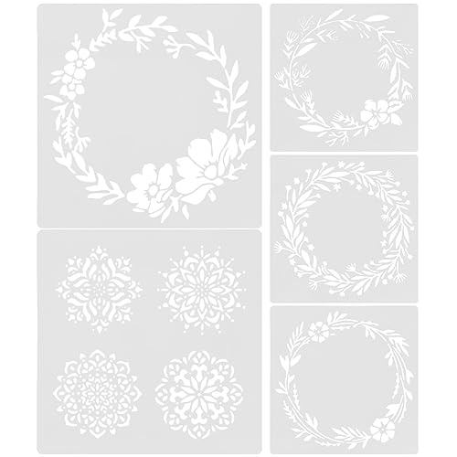 EXCEART 5 Stück Mandala-Schablonen Blumenkranz Malvorlagen Diy-Kunst Handwerk Malerei Wand Schnittschablonen Zum Malen Auf Holz Papier Möbelwand von EXCEART