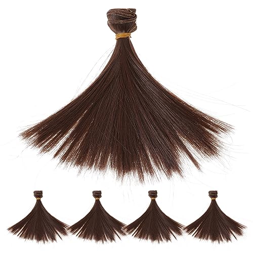 EXCEART 5 Stück puppenhaare zum Basteln Puppe Tressen Perücke Puppen 15cm Lange Glatte Haar Perücken Puppen Hitze Beständig Gerade Synthetische Haar für Puppen Haare DIY Selber Machen Kaffee von EXCEART