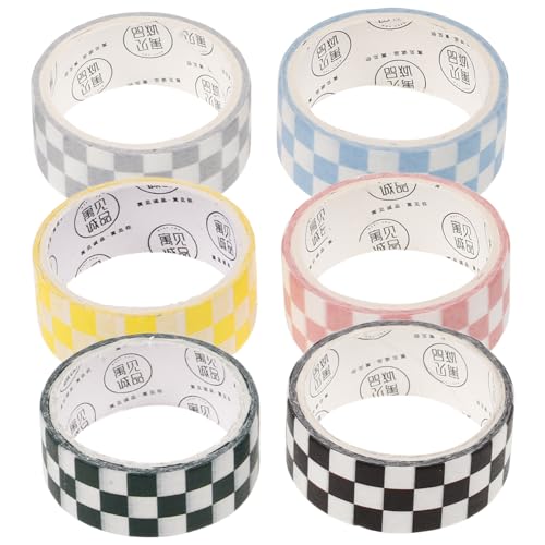 EXCEART 6 Rollen Dekorative Klebebänder Planer Washi Tape Kariertes Abdeckband Washi Tape Kawaii Dekorative Bänder Für Sammelalben Dekoratives Washi Tape Geschenk Plaid Japanisches Papier von EXCEART