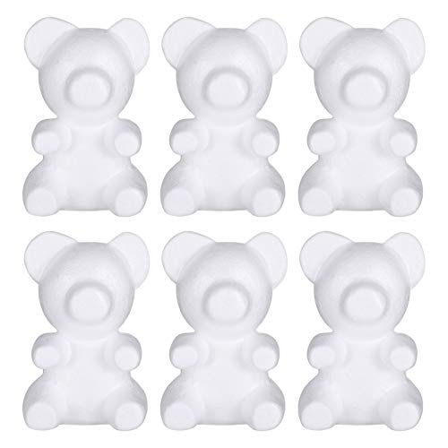 EXCEART 6 Stücke Styropor Bär Figur 20cm Ostern Dekofigur Schaum Teddybär Valentinstag Deko Blumen Steckschaum Styroporformen Polystyrol Kugeln Ball DIY Basteln Hochzeit Tortenfigur Geschenke von EXCEART