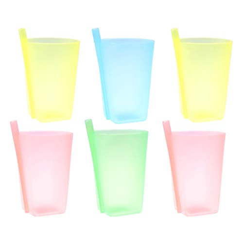 EXCEART Bunte Schluckbecher mit Eingebautem Strohhalm 6Er Pack Strohbecher für Kleinkinder Plastikbecher mit Eingebautem Strohbonbon Farbe Wasserbecher für Kinder Kinder von EXCEART