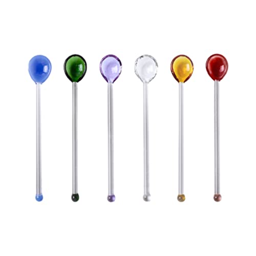 EXCEART Dessertlöffel Glas Rührlöffel Kaffeelöffel Swizzle Sticks Hitzebeständig Teelöffel Eislöffel Latte Macchiato Joghurt Löffel für Küche Zuhause Restaurant Café 6 Stück Zufällig von EXCEART