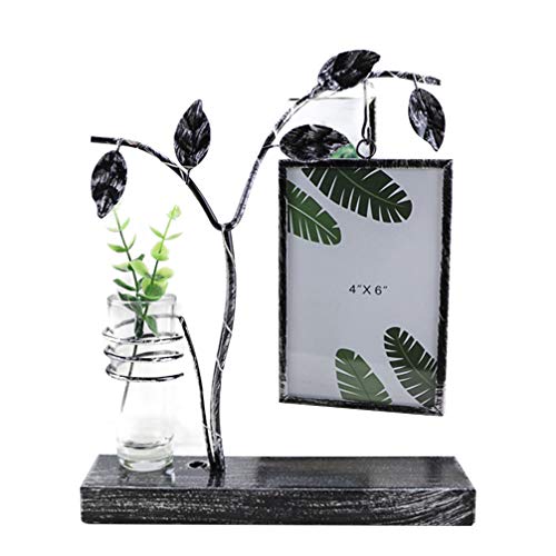 Eisen Metall Baum Bilderrahmen Rechteckigen Fotorahmen Halter mit Hydrokultur Vase für Home Office Schreibtisch Dekorationen (Keine Pflanze Zufällige Farbe) von EXCEART