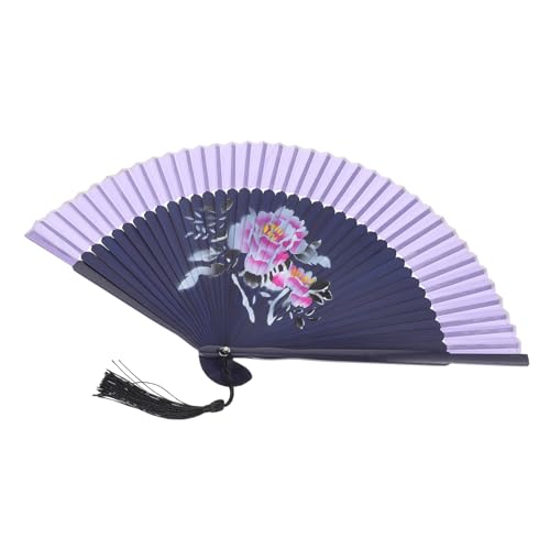 EXCEART Faltbarer Handfächer im Chinesischen Stil mit Zartem Blumenmuster Dekorativer Handgefertigter Fächer für Cosplay Partys und Tanzveranstaltungen Geeignet als und Heimdeko von EXCEART